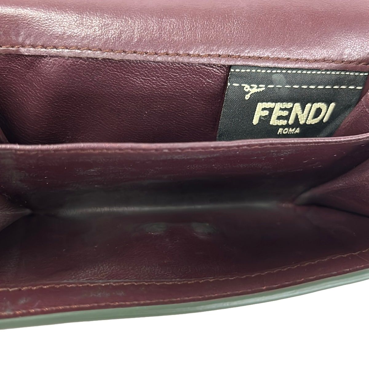 Fendi Bifold Wallet Beige Bordeaux Leather — view 4