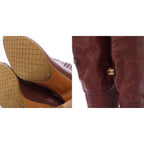 Chanel Long Boots Gathered Embroidery CC Logo 36.5 C Bordeaux TK — view 9