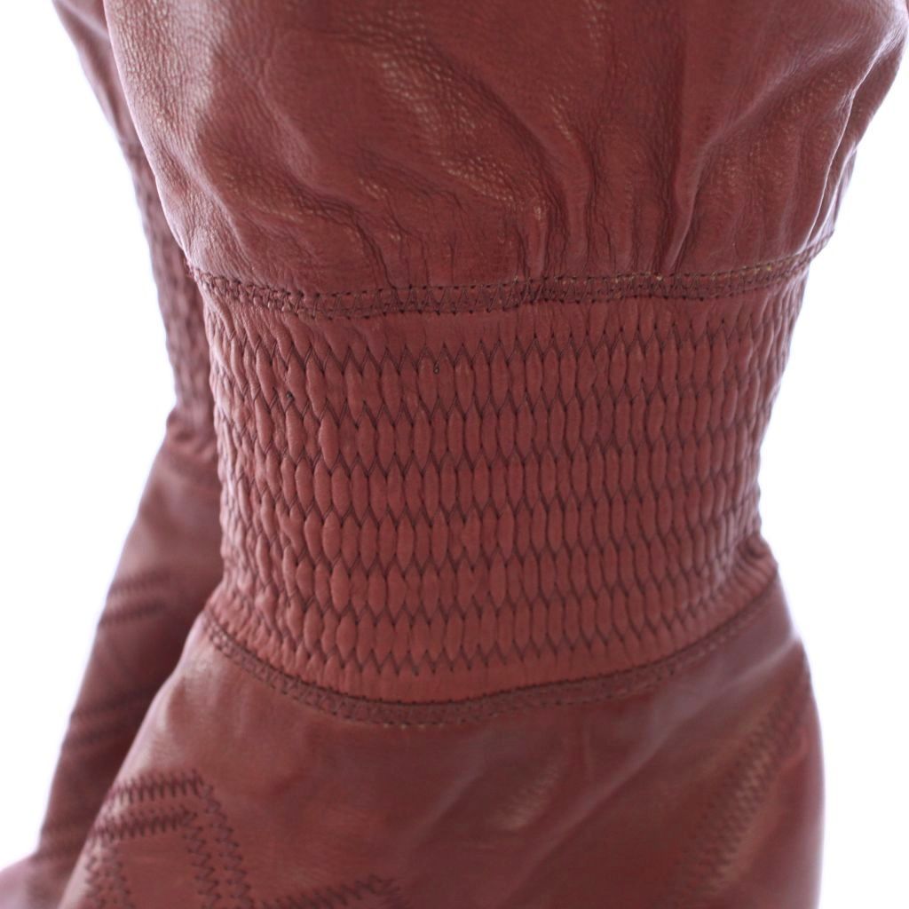 Chanel Long Boots Gathered Embroidery CC Logo 36.5 C Bordeaux TK — view 8
