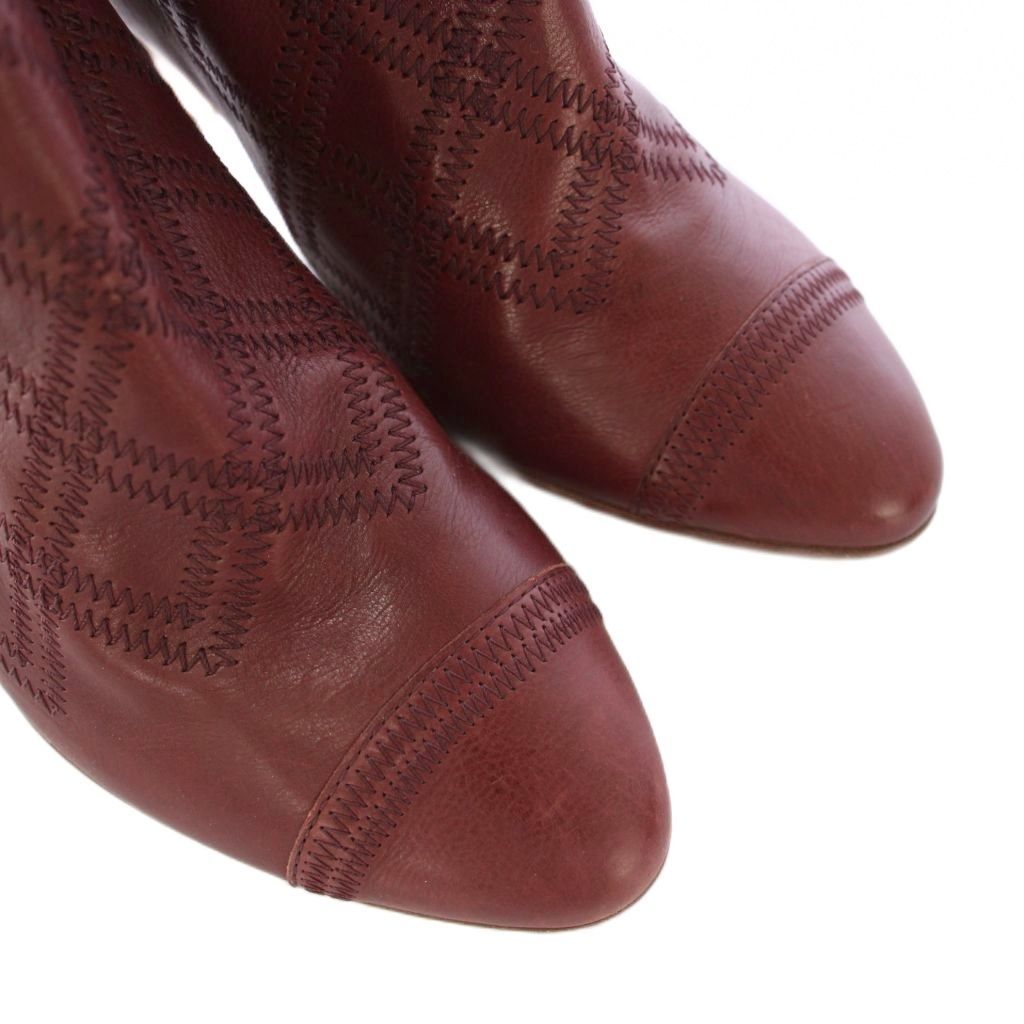 Chanel Long Boots Gathered Embroidery CC Logo 36.5 C Bordeaux TK — view 3