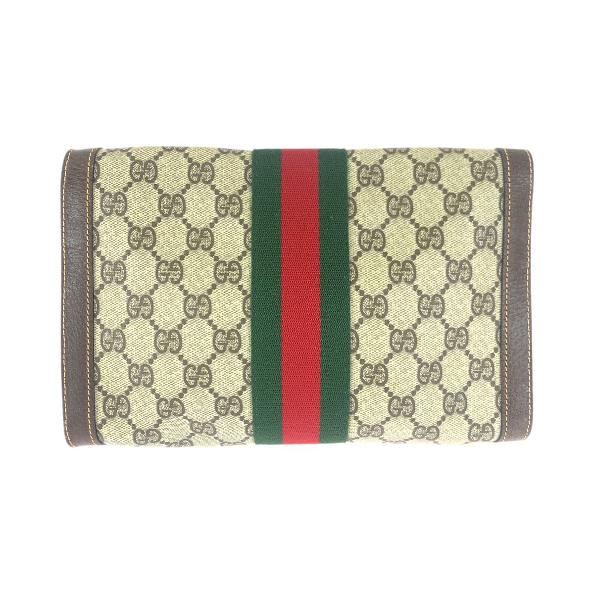 Gucci Vintage Sherry Line Beige Brown Gold 38 Clutch — view 2