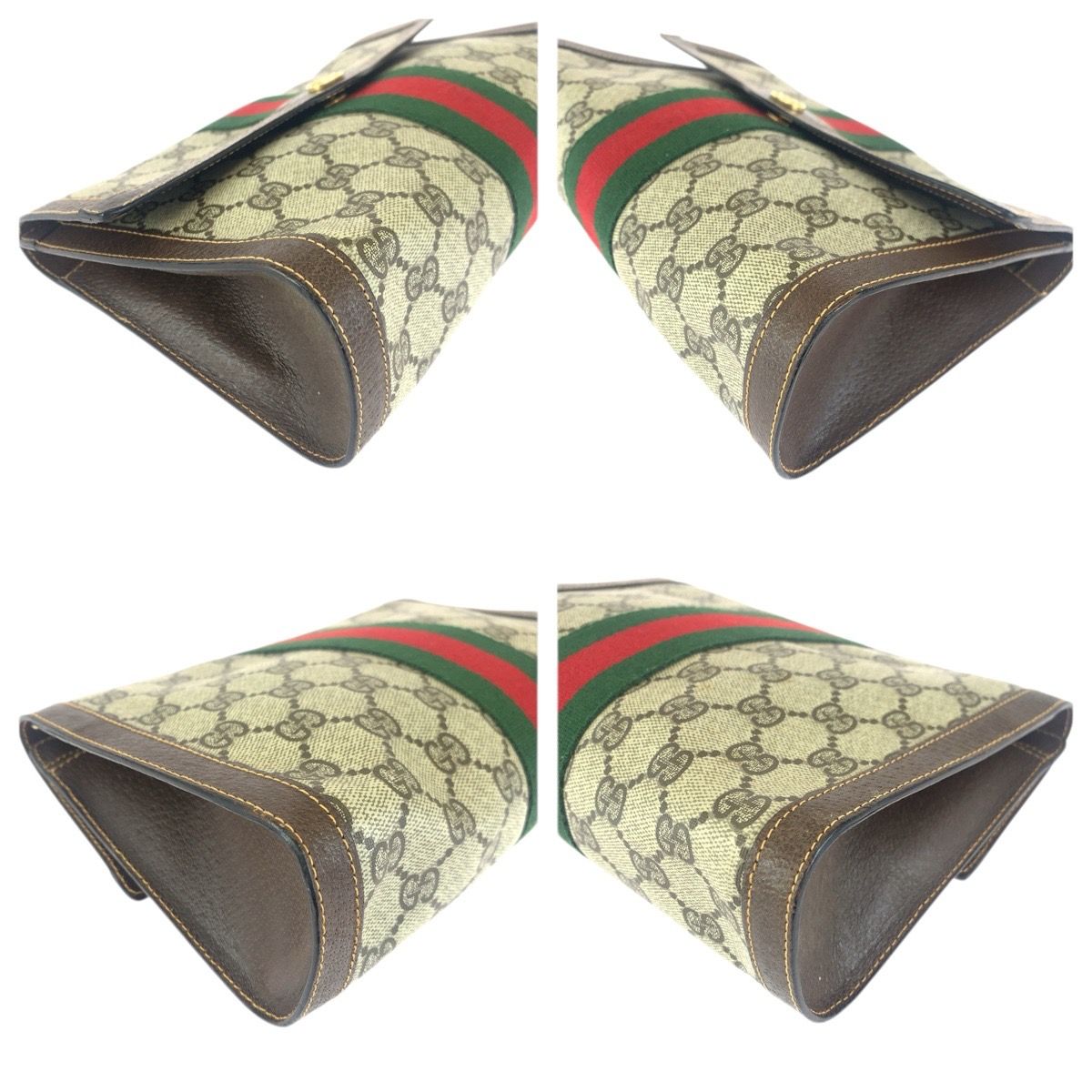 Gucci Vintage Sherry Line Beige Brown Gold 38 Clutch — view 3