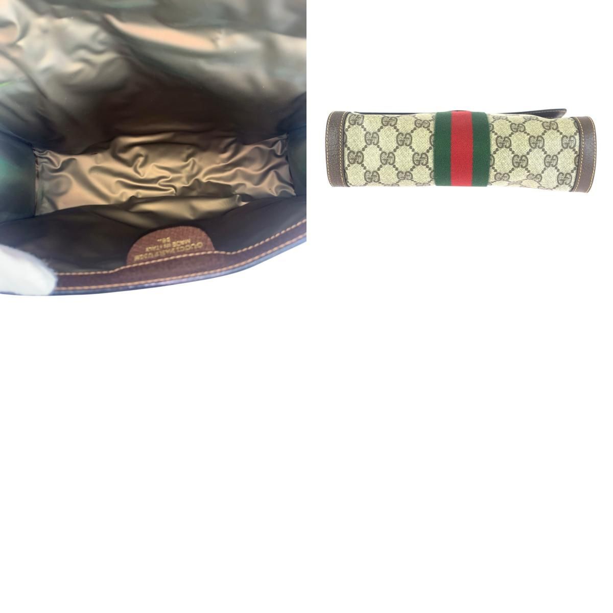 Gucci Vintage Sherry Line Beige Brown Gold 38 Clutch — view 9