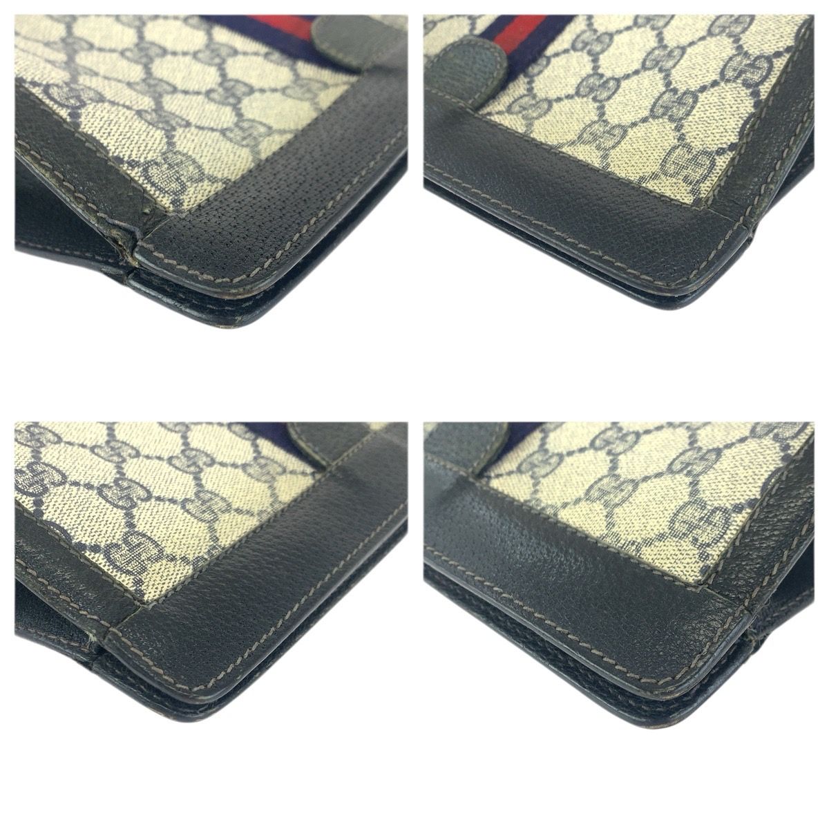 Gucci Vintage Sherry Line Navy Red 67 014 Clutch — view 4