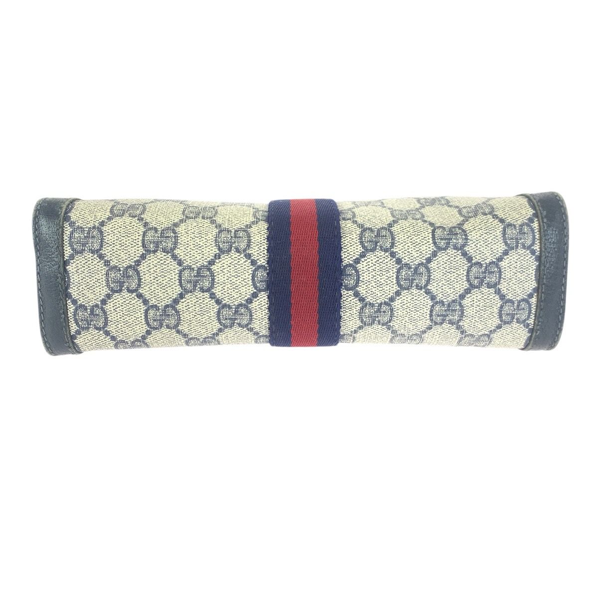 Gucci Vintage Sherry Line Navy Red 67 014 Clutch — view 9