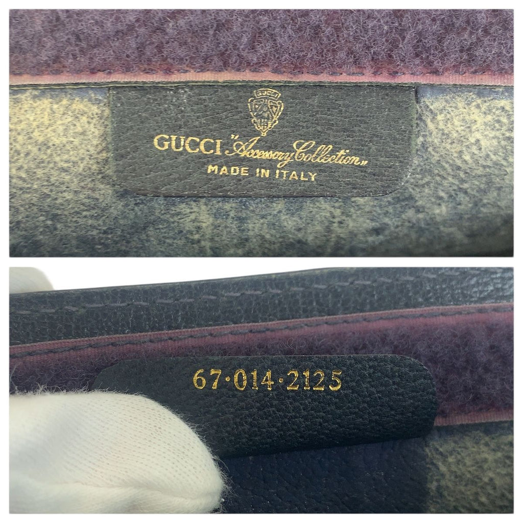 Gucci Vintage Sherry Line Navy Red 67 014 Clutch — view 5