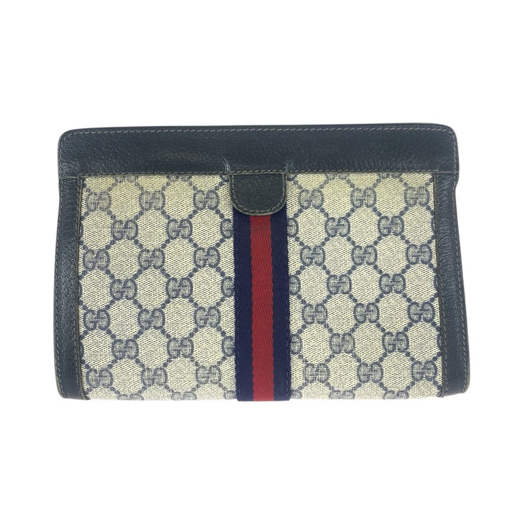 Gucci Vintage Sherry Line Navy Red 67 014 Clutch — view 2