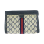 Gucci Vintage Sherry Line Navy Red 67 014 Clutch — view 2