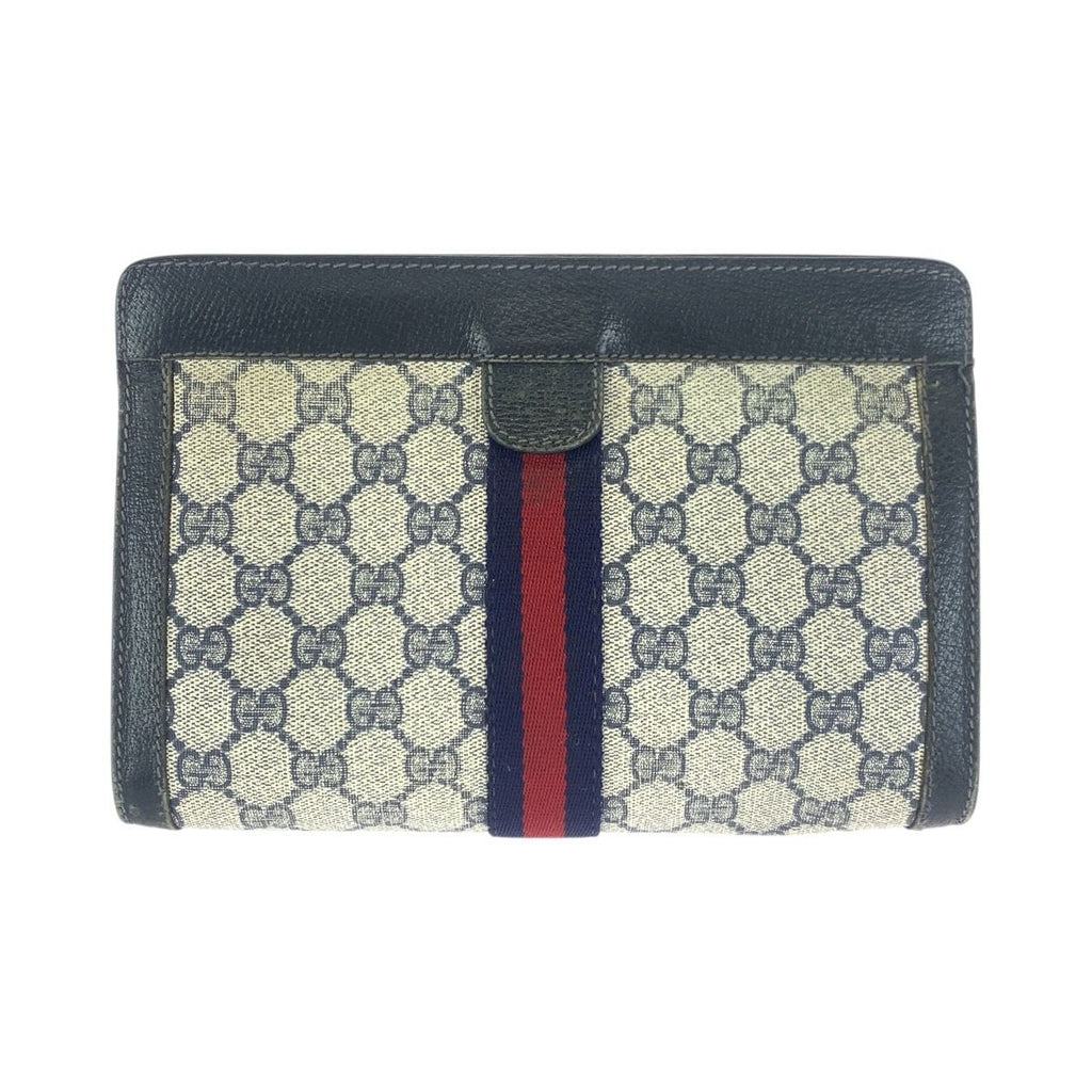 Gucci Vintage Sherry Line Navy Red 67 014 Clutch