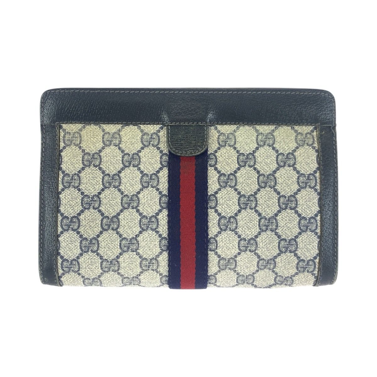 Gucci Vintage Sherry Line Navy Red 67 014 Clutch