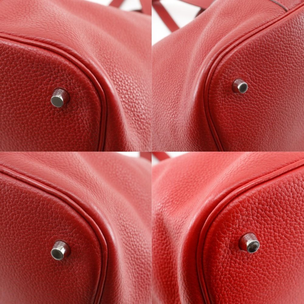 Hermes Picotin Lock GM Taurillon Clemence Red Silver Handbag — view 4