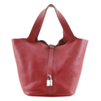Hermes Picotin Lock GM Taurillon Clemence Red Silver Handbag