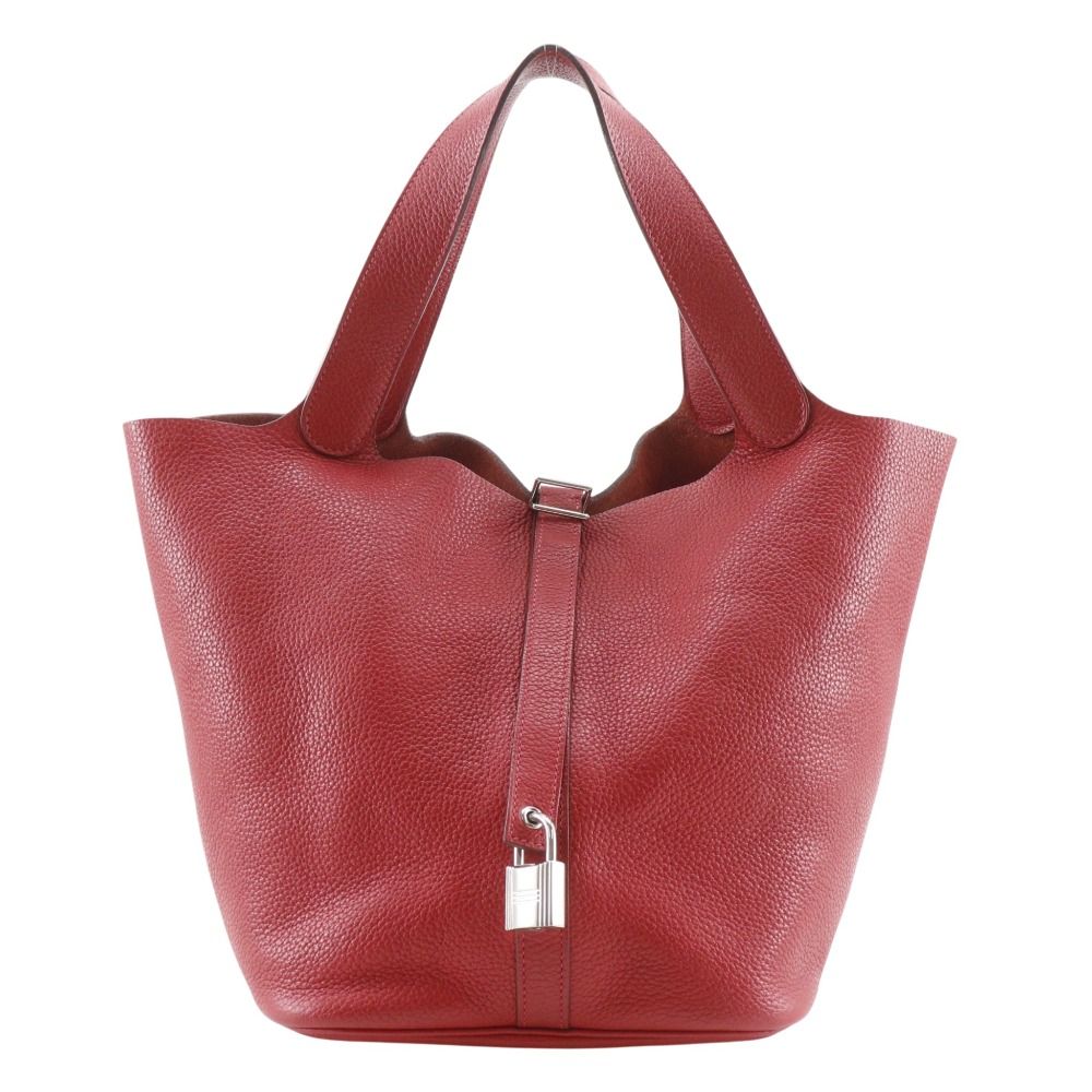 Hermes Picotin Lock GM Taurillon Clemence Red Silver Handbag