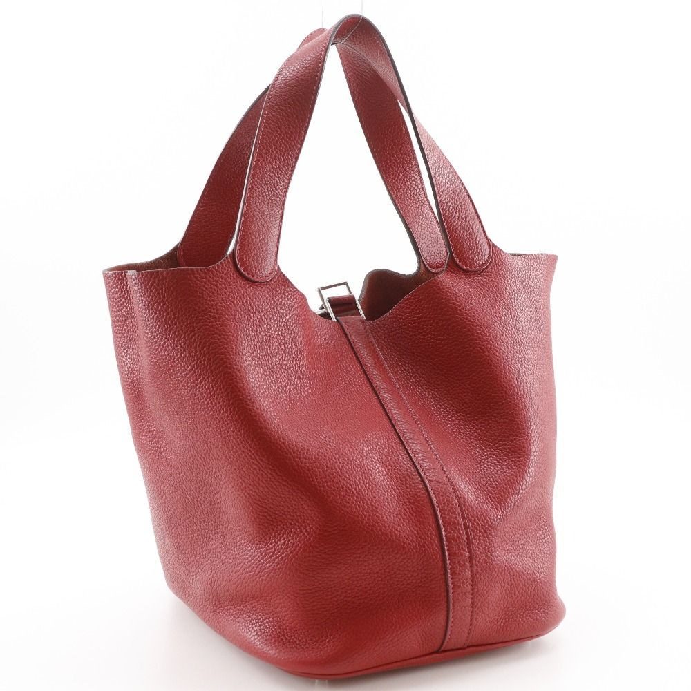 Hermes Picotin Lock GM Taurillon Clemence Red Silver Handbag — view 3
