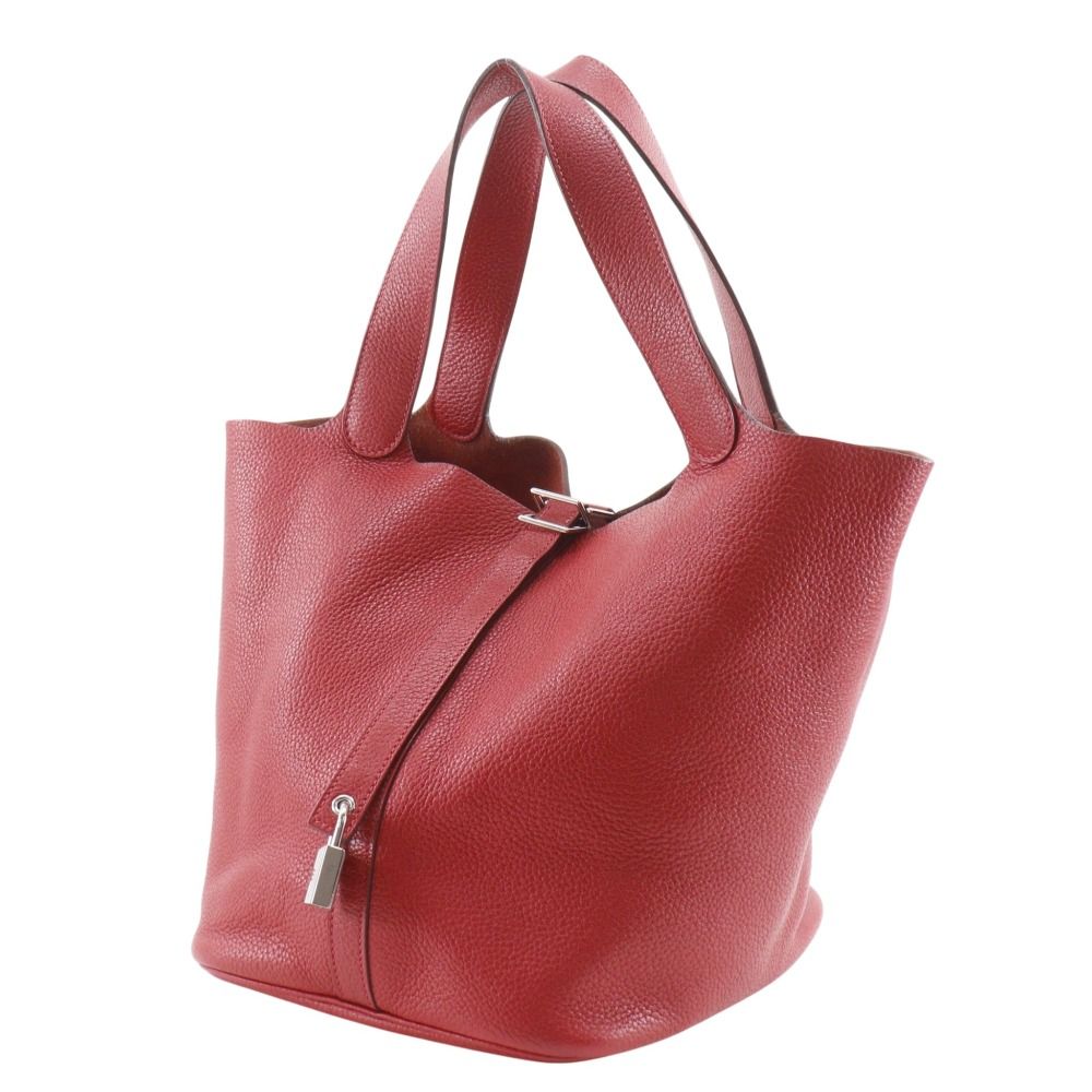 Hermes Picotin Lock GM Taurillon Clemence Red Silver Handbag — view 2