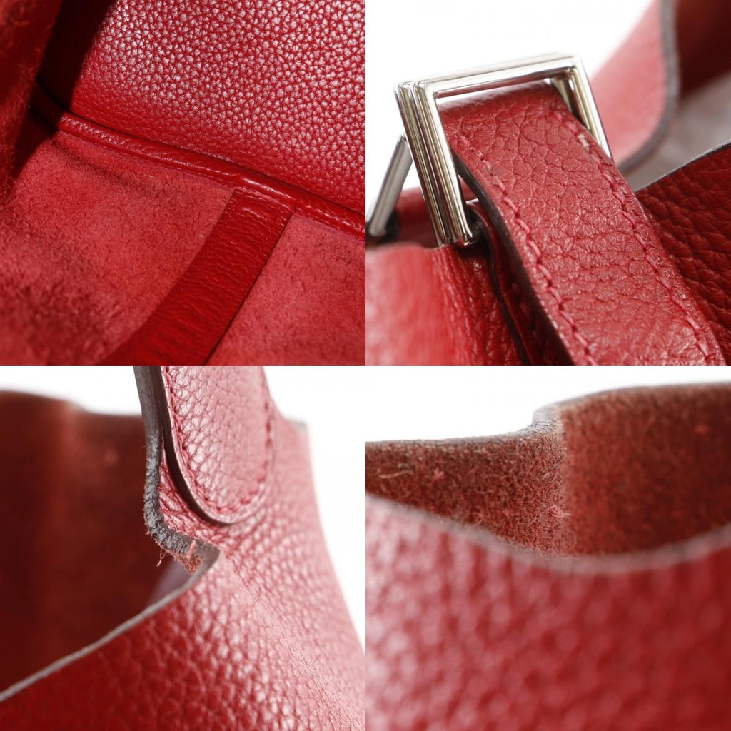 Hermes Picotin Lock GM Taurillon Clemence Red Silver Handbag — view 9
