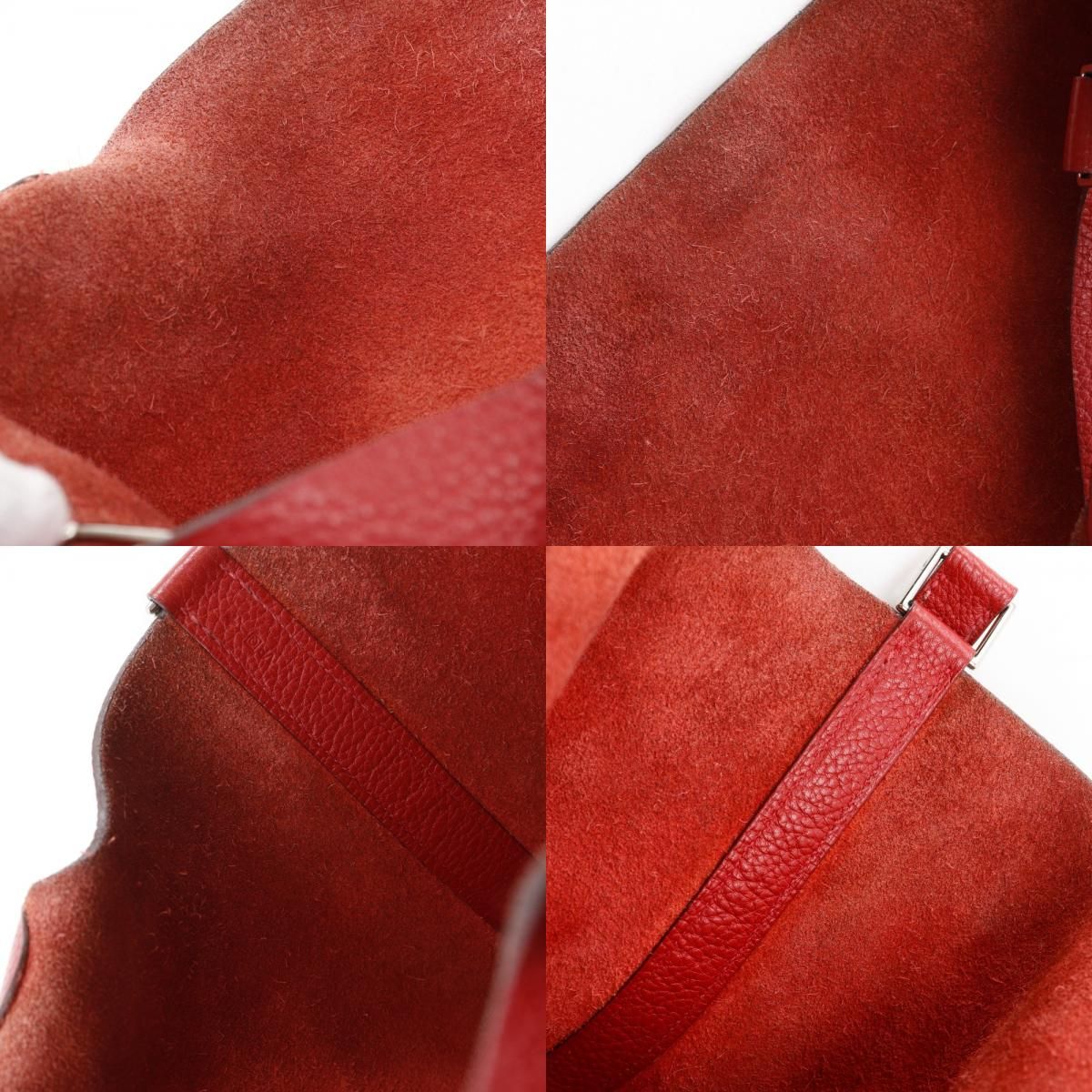 Hermes Picotin Lock GM Taurillon Clemence Red Silver Handbag — view 8