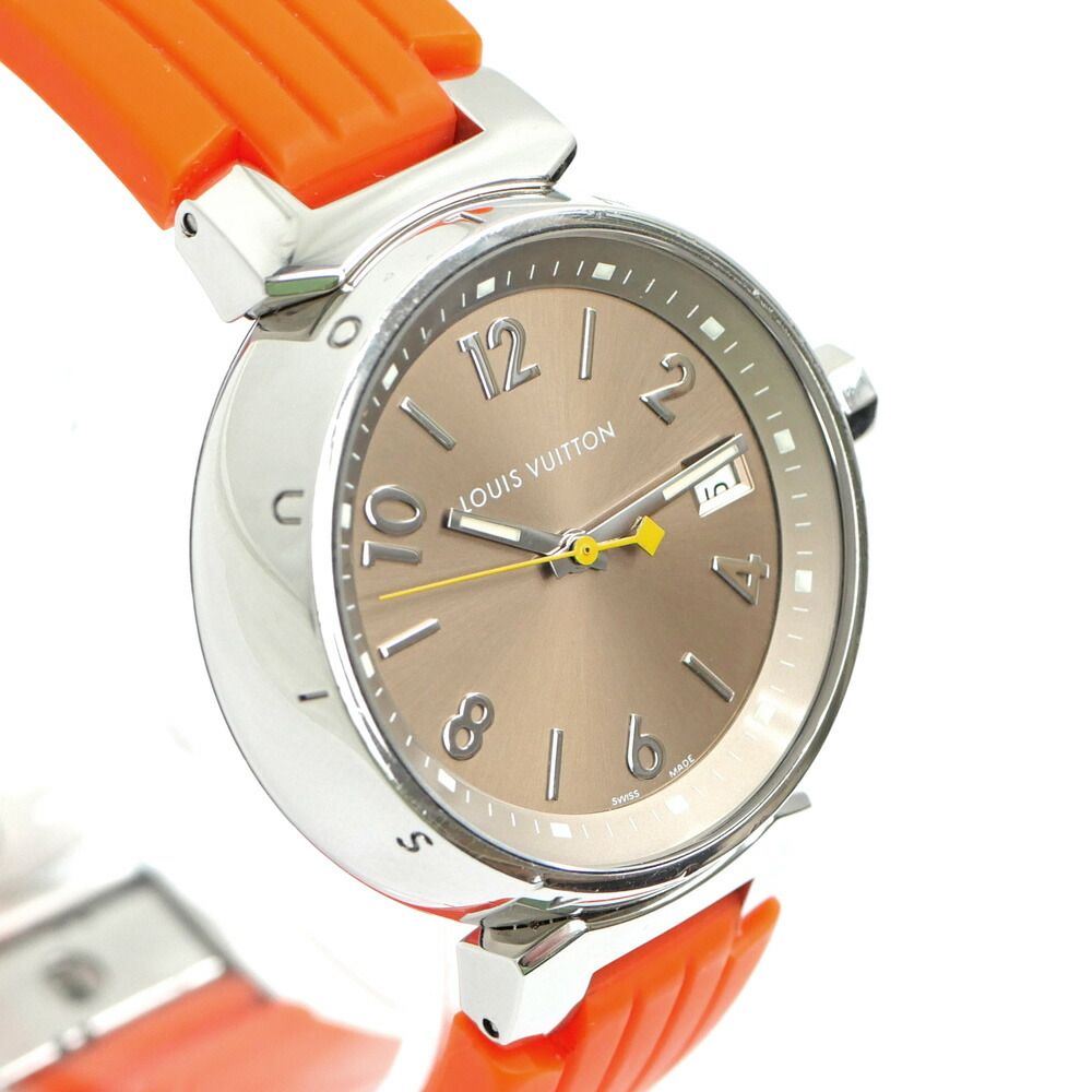 Louis Vuitton Tambour External Buckle Quartz Brown Dial Stainless Steel Orange — view 3