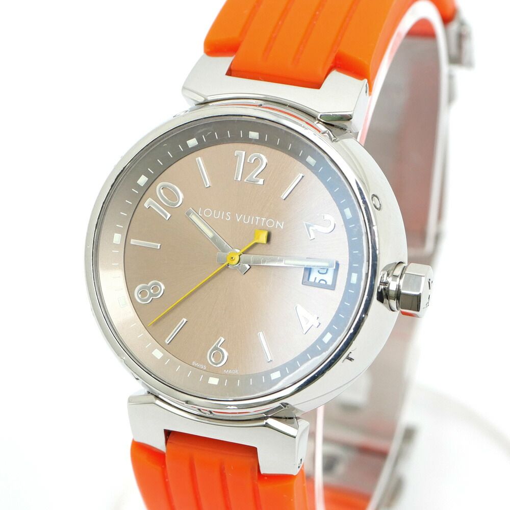 Louis Vuitton Tambour External Buckle Quartz Brown Dial Stainless Steel Orange — view 2