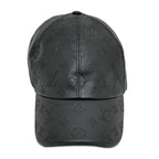Louis Vuitton Cap Monogram Shadow Black Silver Hat Leather