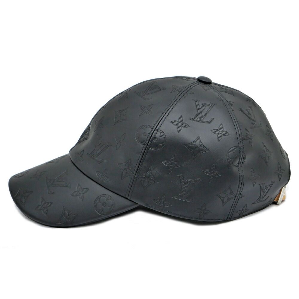 Louis Vuitton Cap Monogram Shadow Black Silver Hat Leather — view 4