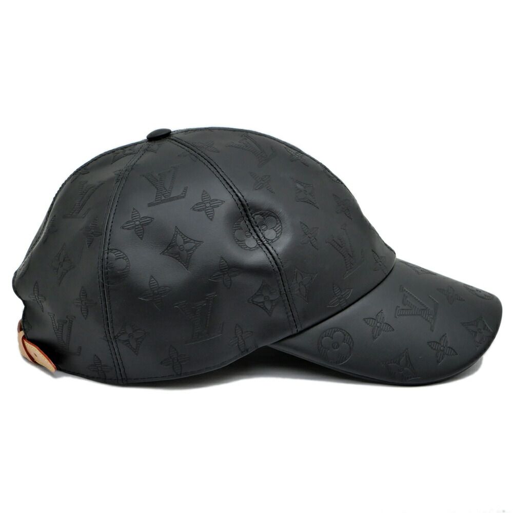 Louis Vuitton Cap Monogram Shadow Black Silver Hat Leather — view 3