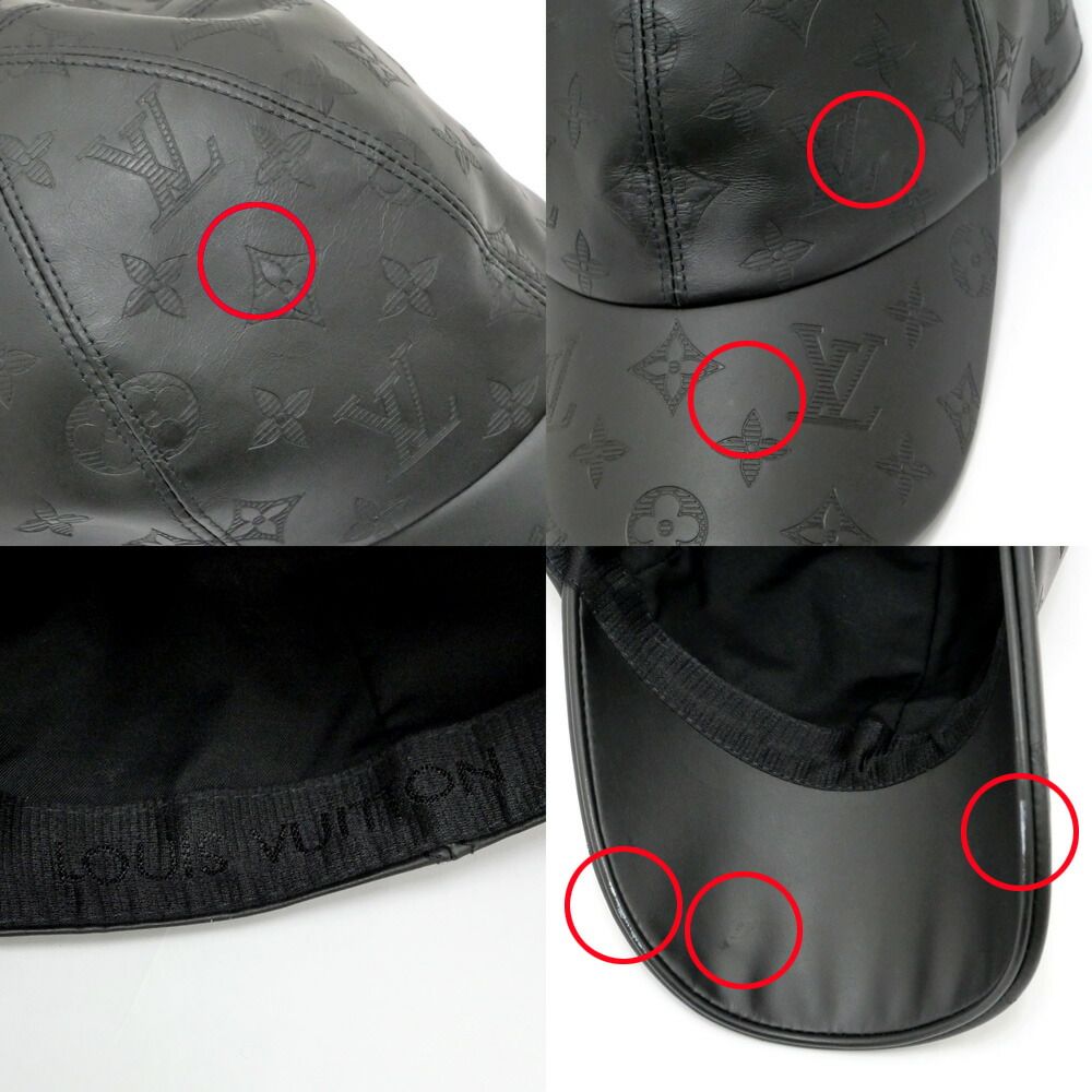 Louis Vuitton Cap Monogram Shadow Black Silver Hat Leather — view 9