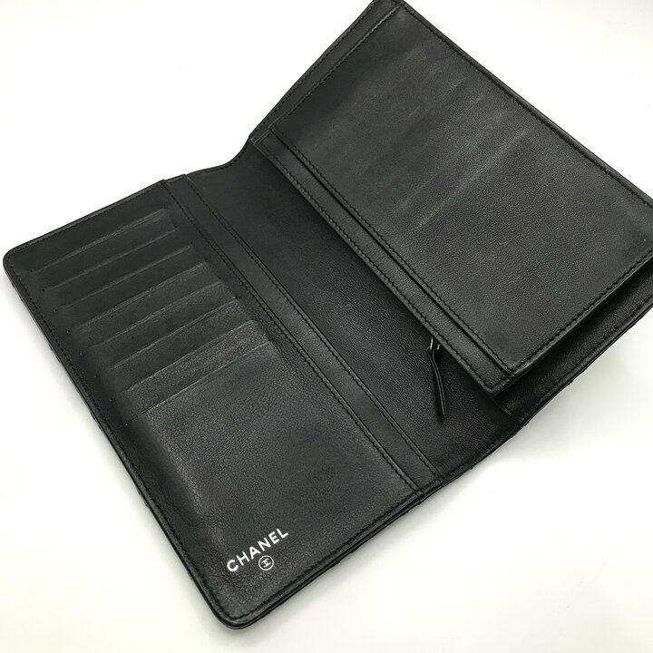 Chanel Bifold Wallet Leather Black Coin Case — view 6