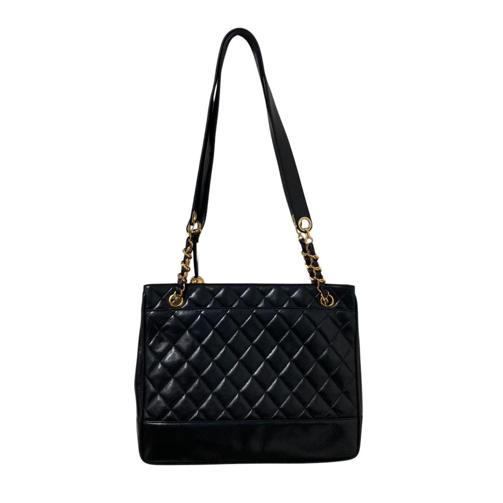 Chanel Quilted Lambskin Chain Shoulder Bag Tote Black — view 3