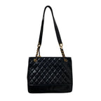 Chanel Quilted Lambskin Chain Shoulder Bag Tote Black — view 3