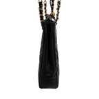 Chanel Quilted Lambskin Chain Shoulder Bag Tote Black — view 4
