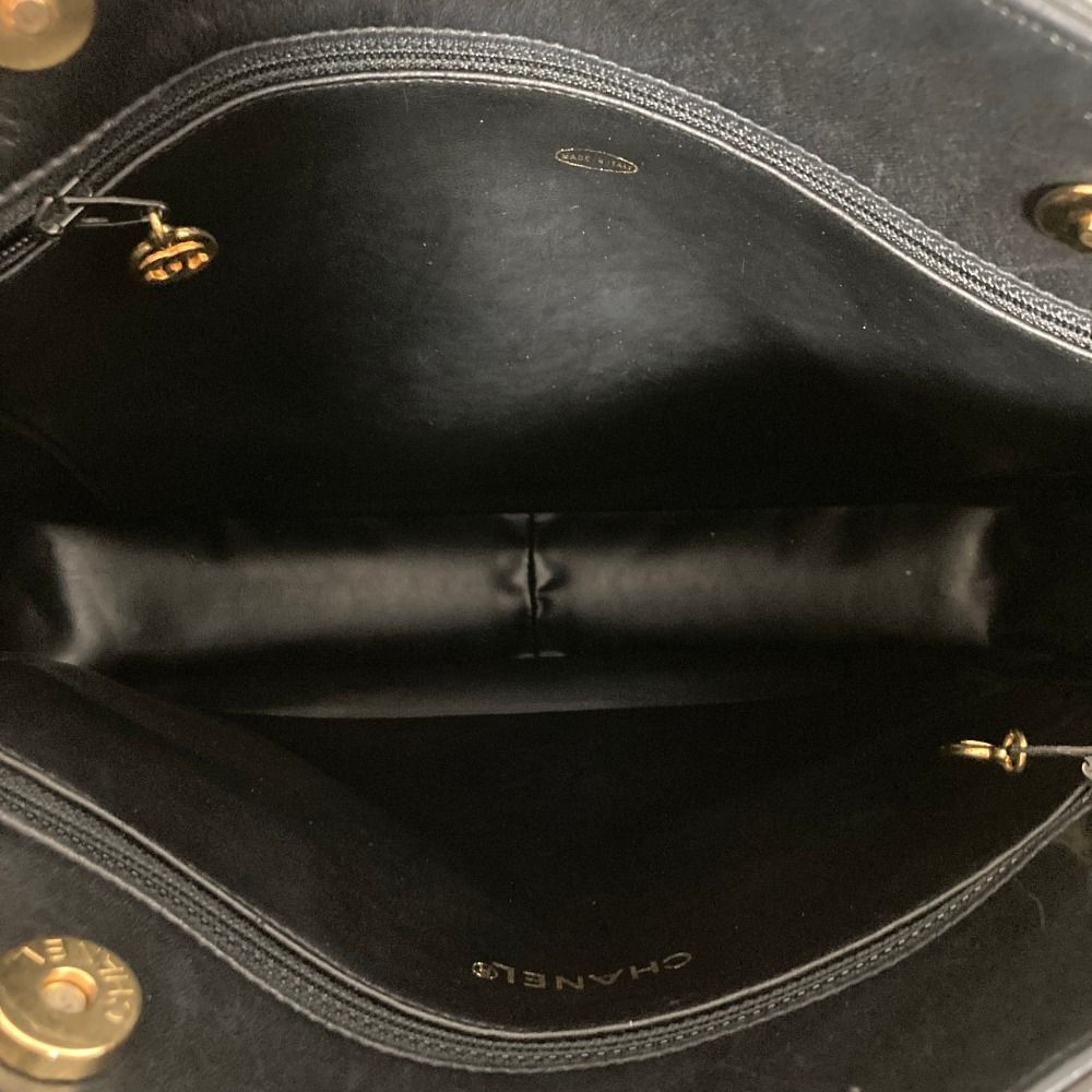 Chanel Quilted Lambskin Chain Shoulder Bag Tote Black — view 6
