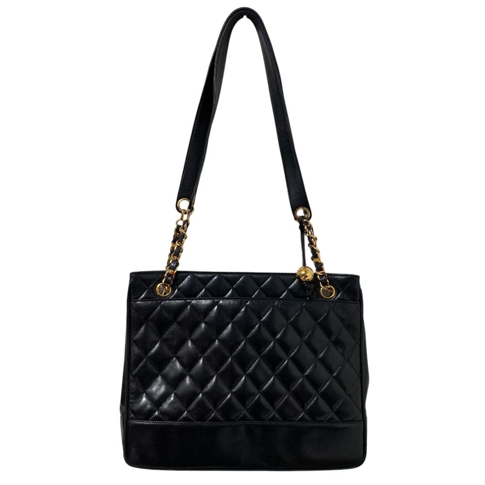 Chanel Quilted Lambskin Chain Shoulder Bag Tote Black — view 2