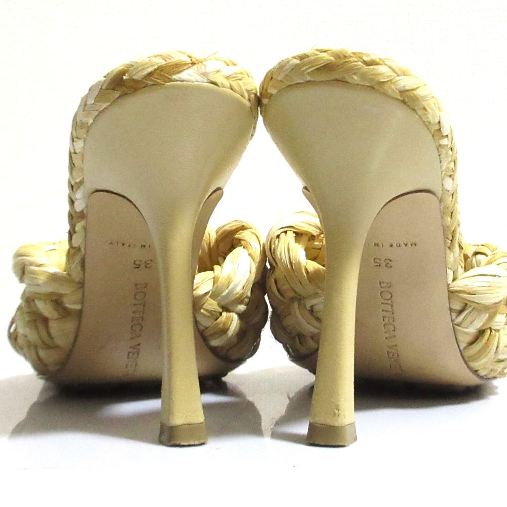 Bottega Veneta Raffia Mules Sandals 35 Natural — view 3