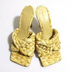 Bottega Veneta Raffia Mules Sandals 35 Natural — view 4