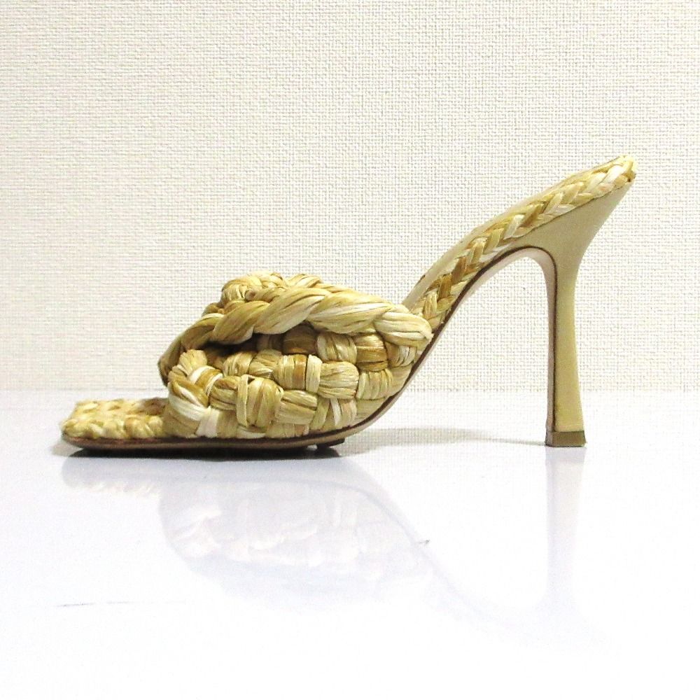 Bottega Veneta Raffia Mules Sandals 35 Natural — view 2