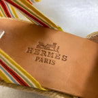 Hermes Striped Ribbon Strap Jute Sandals 37 Multicolor — view 7