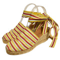 Hermes Striped Ribbon Strap Jute Sandals 37 Multicolor