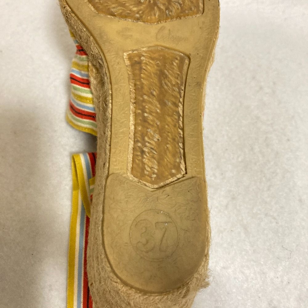 Hermes Striped Ribbon Strap Jute Sandals 37 Multicolor — view 8
