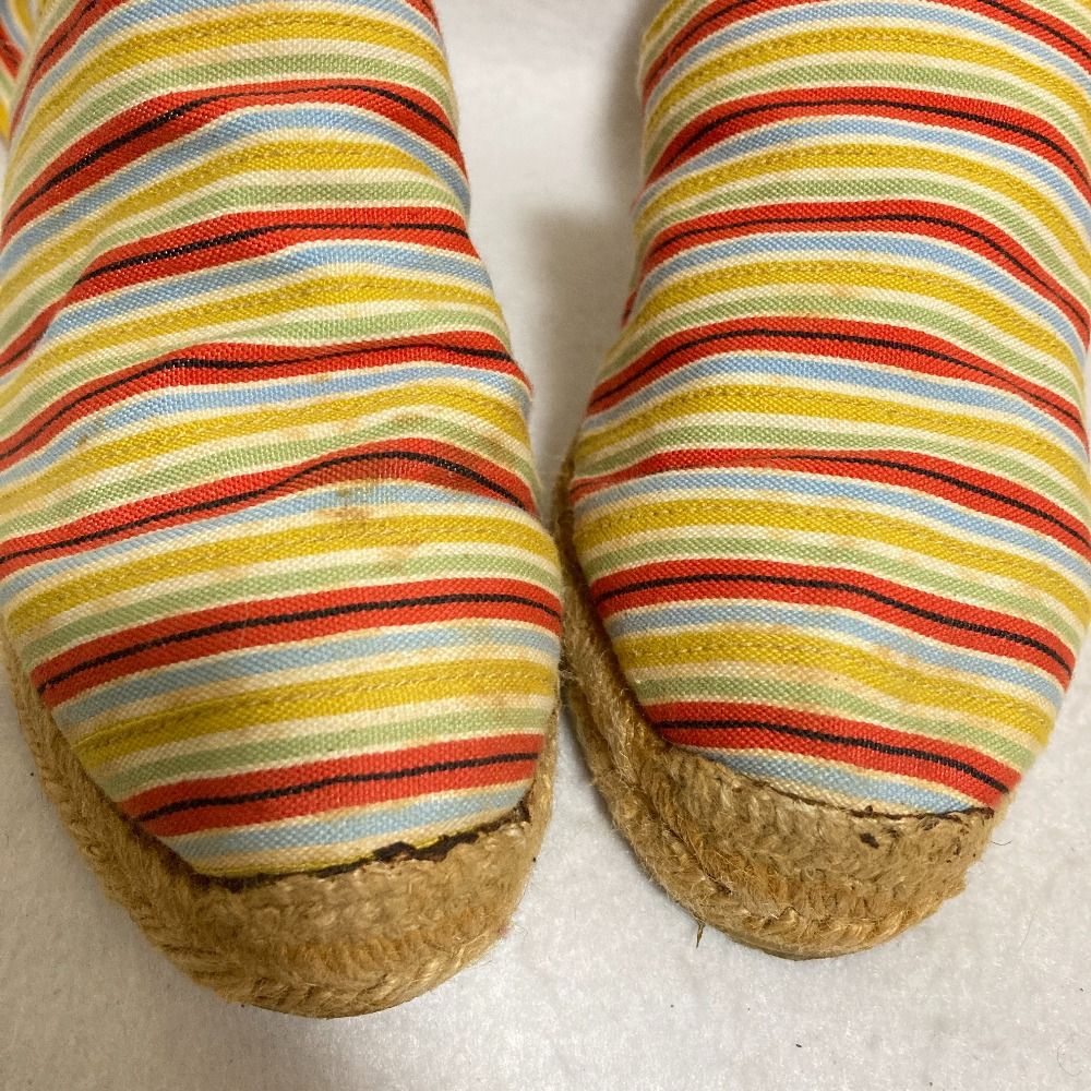 Hermes Striped Ribbon Strap Jute Sandals 37 Multicolor — view 9