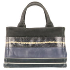 Prada Patchwork Canapa Mini 2-Way Shoulder Bag Black Navy — view 3