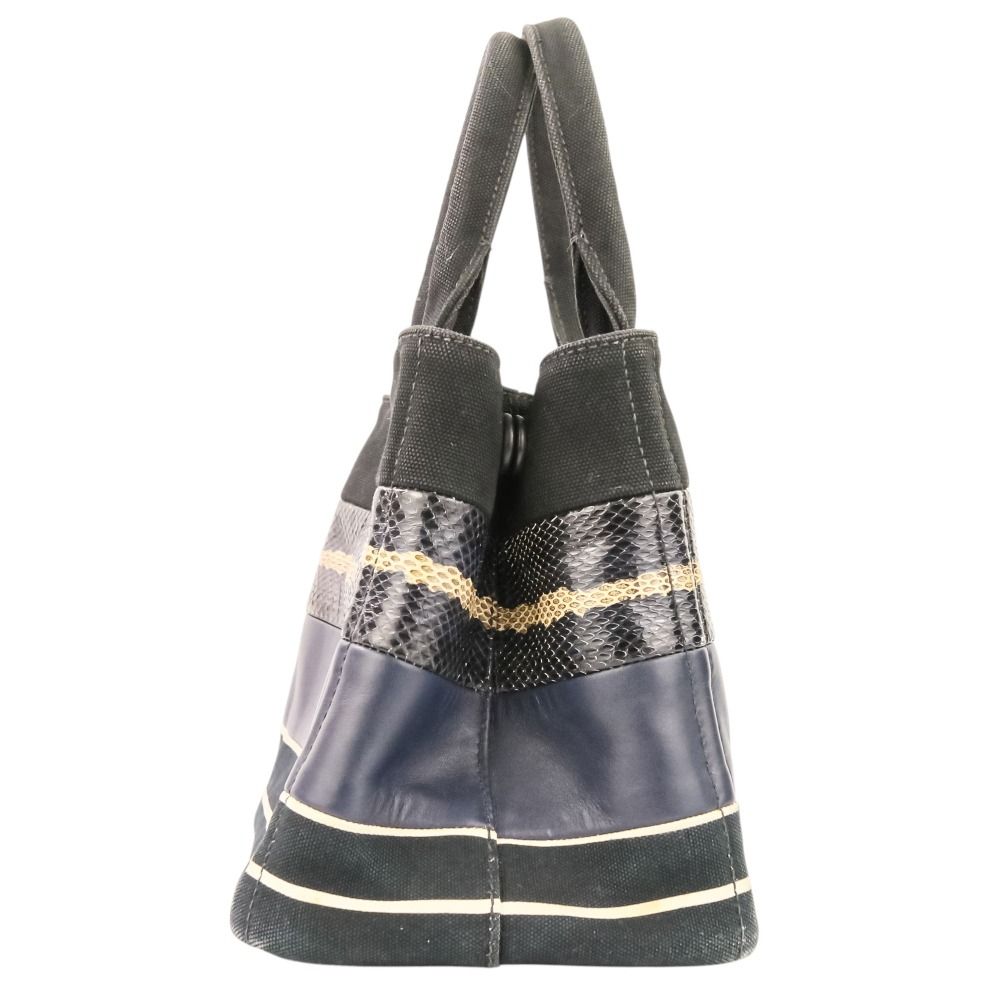 Prada Patchwork Canapa Mini 2-Way Shoulder Bag Black Navy — view 4