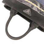 Prada Patchwork Canapa Mini 2-Way Shoulder Bag Black Navy — view 7