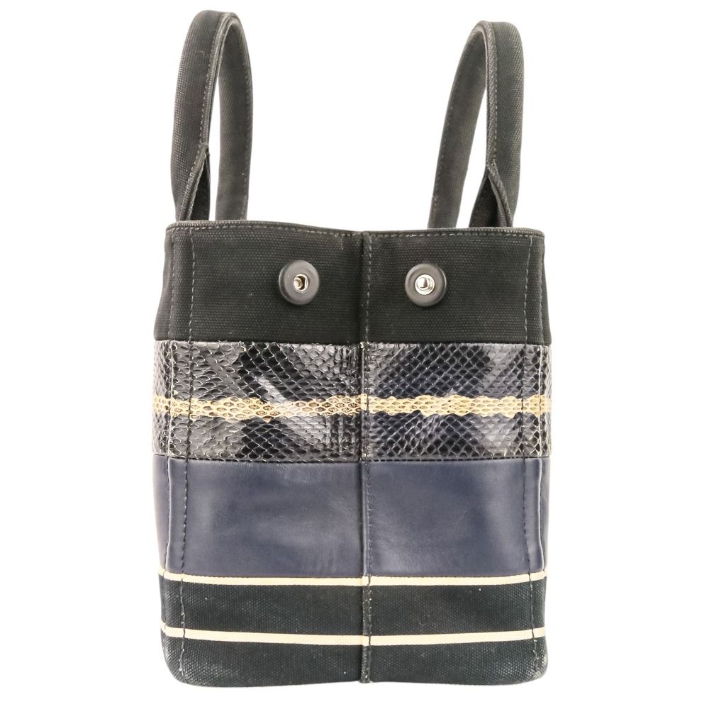Prada Patchwork Canapa Mini 2-Way Shoulder Bag Black Navy — view 5