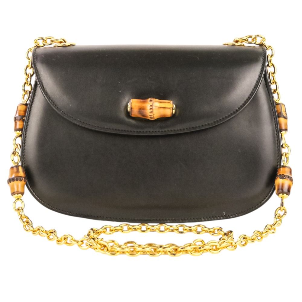 Gucci Bamboo Turnlock Chain Shoulder Bag 001 115 Black