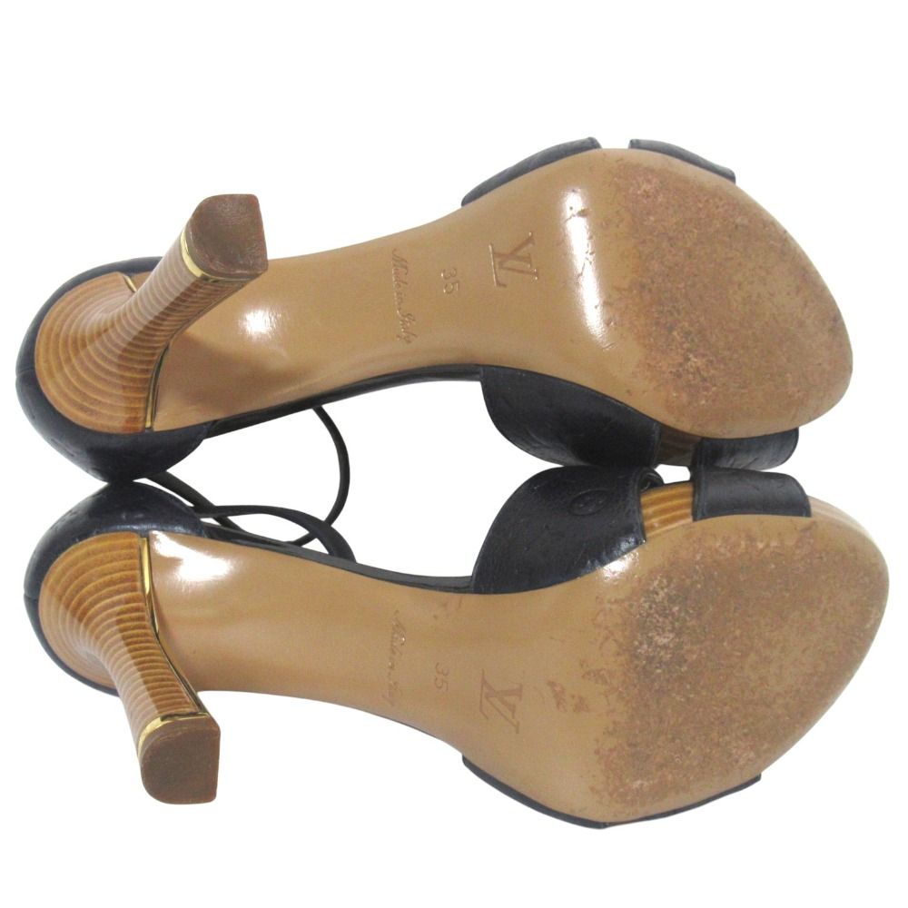 Louis Vuitton Monogram Empreinte Ankle Strap High Heels Sandals 35 Navy — view 9