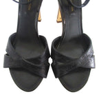 Louis Vuitton Monogram Empreinte Ankle Strap High Heels Sandals 35 Navy — view 5