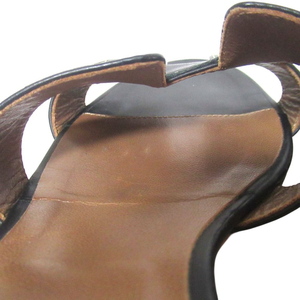 Hermes Leather Mules Sandals 36 Black — view 6