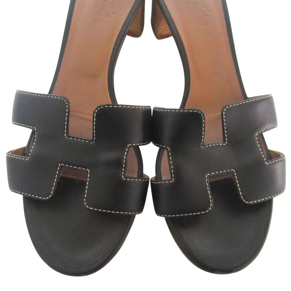 Hermes Leather Mules Sandals 36 Black — view 4