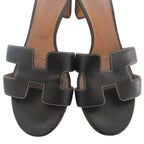 Hermes Leather Mules Sandals 36 Black — view 4